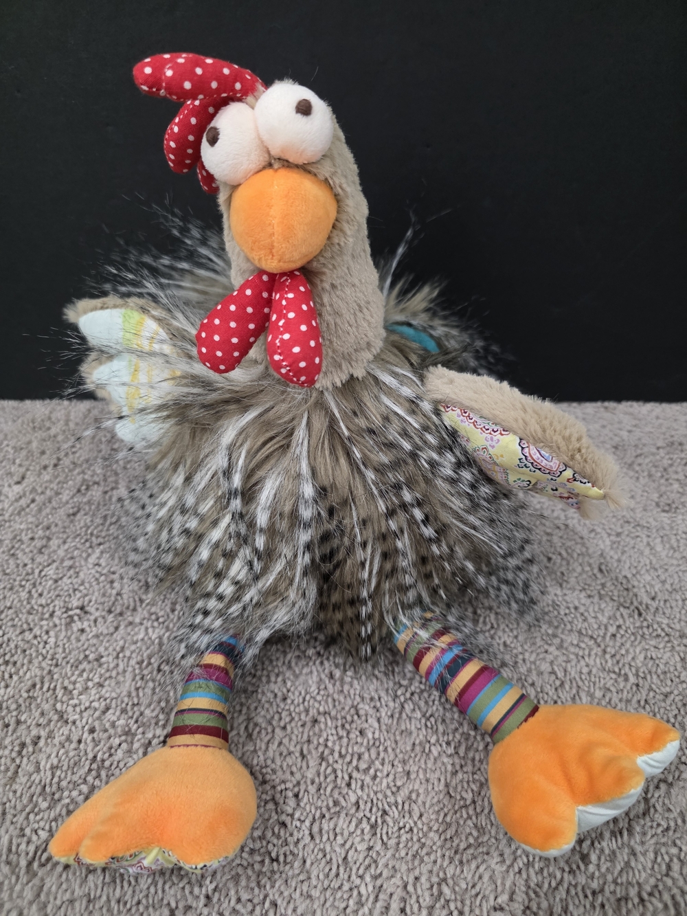 Plush Decorative Chicken Toy with Orange Beak & Feet